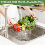 Wire Harvest Basket, Kitchen Organizers and Storage with Foldable Handle - 15.0"x9.8"x6.9" Portable Stainless Steel Picnic Baskets for Gathering Vegetables,Fruits,Kitchen,Garden,Picnic&Shopping (1, L) - Image 7