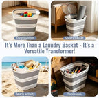 2 Pcs Collapsible Laundry Baskets, 43L Plastic Laundry Hamper for Dirty Clothes Dorm Bedroom, Space Saving Pop-Up Laundry Hamper Container, Foldable Durable Laundry Basket with Handle - Image 7