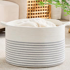KAKAMAY Large Blanket Basket with Handles, Storage Basket for Living Room by KAKAMAY