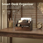 Rebee Vision Acacia Wood Mail Organizer for Desk Room Decor, Dark Brown - Image 3