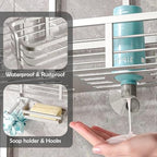 Shower Caddy Hanging, Never Rust Aluminum Shower Organizer, Over Showerhead No Drilling Shower Racks, with Soap Holder Multi Hooks Bathroom Storage for Shampoo Sponge,Silvery - Image 5