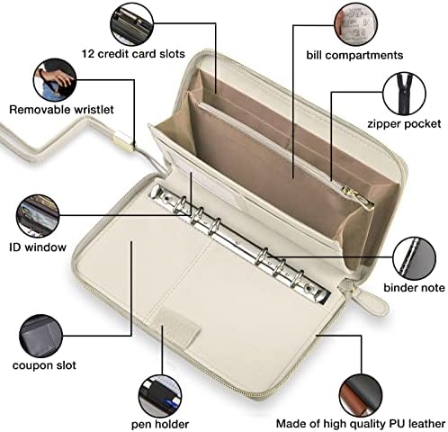 Three Way Cut Cash Envelope Wallet Beige All in One Budget System RFID Blocking with 12x Tabbed Envelopes 12x Monthly Budget Cards 1x Yearly Budget Planner Sheet Complete Money Organizer Set - Image 2