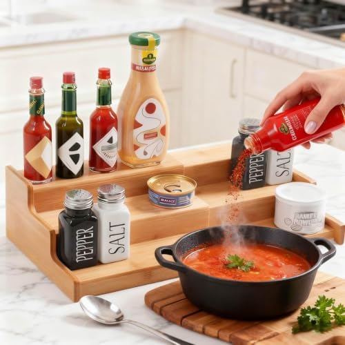 JinDoWin Expandable Spice Rack Organizer for Cabinet & Countertop, 2 Pack - Image 3