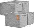Storage Baskets for Organizing, 4 Pack Baskets for Shelves, Decorative Storage Bins for Shelves, Cotton Rope Storage Basket with Handles, Woven Basket for Storage, 13''Lx8.7''Wx7.9''H, Gray by Degeyoyo