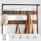 VASAGLE Coat Rack and Storage Bench, Hall Tree with 9 Hooks, Steel Frame - Image 5