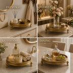 Vintage Brass Clawfoot Tray, Round Pedestal Candle Holder and Jewelry Dish - Image 7