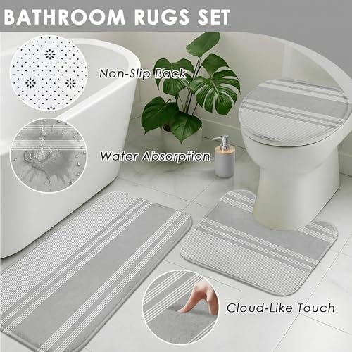 Bathroom Decor and Accessories Set of 10, Striped Grey - Image 6