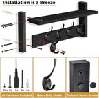 Sorbus Coat Rack Wall Mount with Shelf (Black, 24 Inch) - Image 5