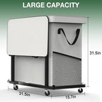 Laundry Basket with Lid, 230L Rolling Laundry Hamper with Wheels,White - Image 6