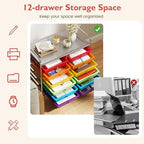 COSTWAY 12-Drawer Rolling Storage Cart, Utility Storage Organizer Cart - Image 4