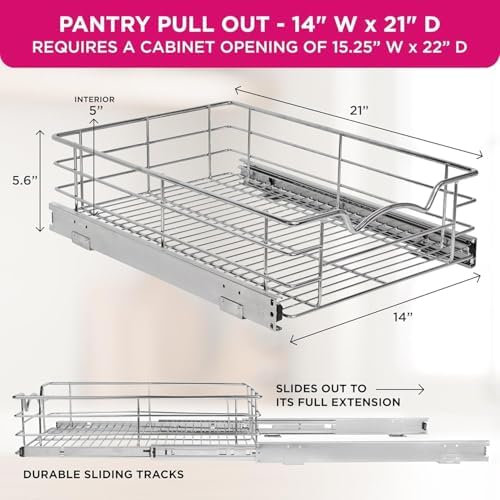 HOLDN’ STORAGE Pull Out Cabinet Organizer, Pantry Drawer, 14"W x 21"D x 5"H - Image 3