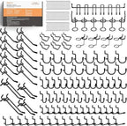 INCLY 176PCS Black Pegboard Hooks with Peg Locks, 1/4" Heavy Duty Metal by INCLY