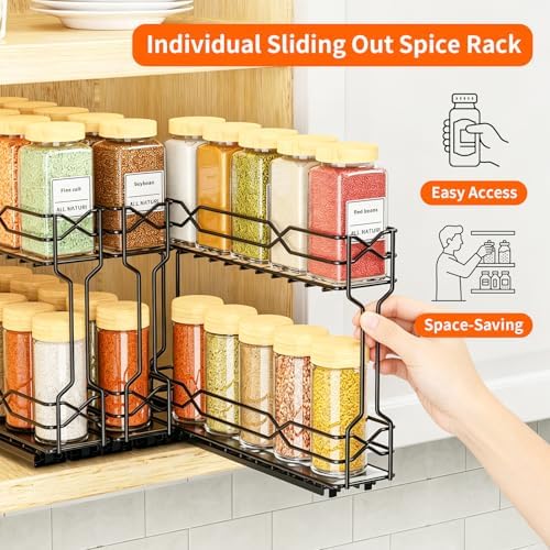 RCHYFEED Pull Out Spice Rack Organizer for Cabinet,2.1 Wx10.5 Dx8 H,3 Pack - Image 4