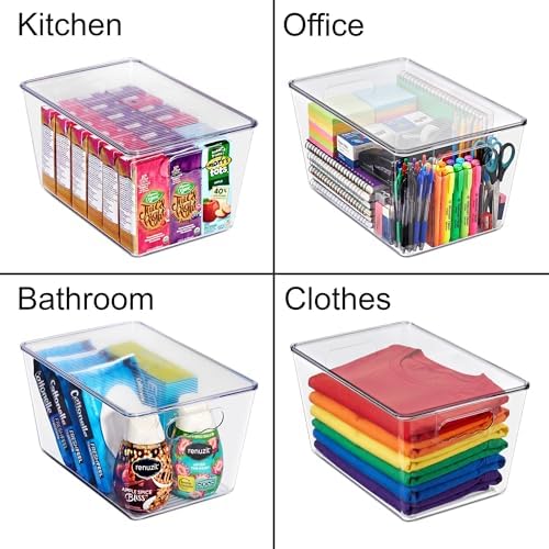 Sorbus Clear Storage Bins with Lids for Kitchen (Large, 10 Pack) - Image 3
