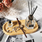 Koville Natural Travertine Tray for Bathroom Vanity, Noble Golden Yellow Bathroom Marble Trays for Countertop Organizer, Decorative Home Décor Catchall Tray for Perfume, Candles, Jewelry Dish Trays - Image 4