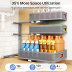 Under Sink Organizer, 3-Tier Thickened Metal Pull out Cabinet Organizer Shelf, Height Adjustable Slide out Storage Drawer Rack for Kitchen Bathroom Pantry Laundry Home Organization, 1-Pack, Grey - Image 4