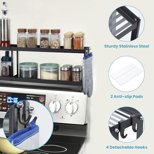 OTraki 2 Tier Strong Magnetic Oven Shelf 30 Inch Length Spice Rack - Image 3