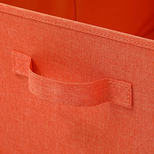 HOONEX Storage Bins with Lids for Organizing, Pack of 2, Storage Boxes with 2 Carrying Handles and Sturdy Heavy Cardboard, 16.5" L x 11.8" W x 7.5" H for Shoes, Books, Clothes, Nursery, Orange - Image 6