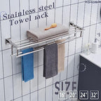 KOKOSIRI Bathroom Towel Rack Towel Holder 32 Inches Bath Towel Shelf with Double Towel Bars Wall Mounted, Polished Chrome Stainless Steel B6005CH-L32 - Image 6