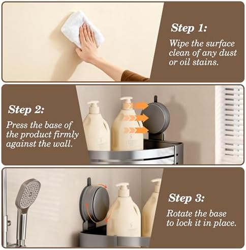 Aluminum Shower Caddy(2-Pack Gray),Shower Shelves for Wall. - Image 3