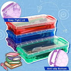 Crtiin 12 Pack Clear Pencil Box Stackable Case, Red, Green, Blue, Purple - Image 5