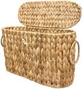 Coeusy Toilet Paper Basket with Lid,Wicker Basket for Bathroom Organizers and Storage,Holds Up to 6 Mega Rolls, Decorative Hand-Woven Rattan Bathroom Decor Accessories,Natural Water Hyacinth by WEAVECOMFORTINTOEVERYCORNER