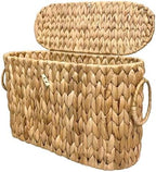 Coeusy Toilet Paper Basket with Lid,Wicker Basket for Bathroom Organizers and Storage,Holds Up to 6 Mega Rolls, Decorative Hand-Woven Rattan Bathroom Decor Accessories,Natural Water Hyacinth by WEAVECOMFORTINTOEVERYCORNER