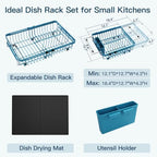 MAJALiS Blue Expandable Dish Drying Rack Over Sink with Extra Drying Mat - Image 2