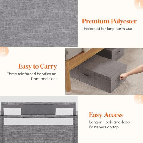 Lifewit 80L Under Bed Storage Containers, 9.8 Inch Tall Underbed Clothes Storage Organizer Bin with Sturdy Sidewalls, Bottom, 3 Lids, Deep Storage Drawer for Clothes, Shoes, Blankets, Pillows 2 Pack - Image 6