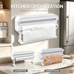 3-in-1 Magnetic Foil and Plastic Wrap Dispenser Organizer with Cutter，Wood - Image 5