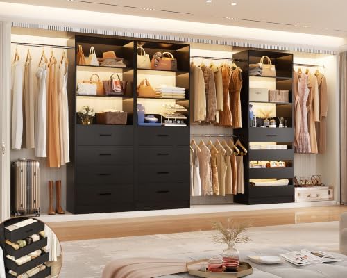 Aheaplus Closet System with 12 Drawers, 8.5-11.5Ft Closet Organizer System by Aheaplus