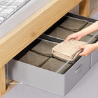 CYhom 3Pcs Under Bed Storage Bins with Metal Frame - Shoe Organizer for Closet with Clear Cover Oxford Fabric Sturdy Underbed Container Foldable Stackable Clothes Organizer (Grey, 23.5x19.7x6.3) - Image 3
