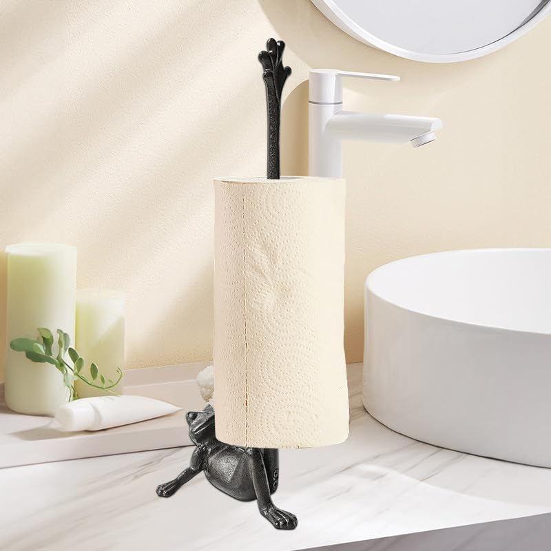 Frog Paper Towel Holder 16.5'' Cast Iron Paper Towel Holder Funny Toilet Paper Holder for The Floor or Counter in The Kitchen or Bathroom Bronze Rustic,Frog - Image 6