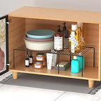 Redrubbit Cabinet Storage Shelf Rack, 8 Piece Expandable Metal Rustproof Kitchen Counter and Cabinet Shelf, Storage Rack Organizer Space Saver for Kitchen, Fridge, Cabinet, Bathroom, Black, Set of 4 - Image 6