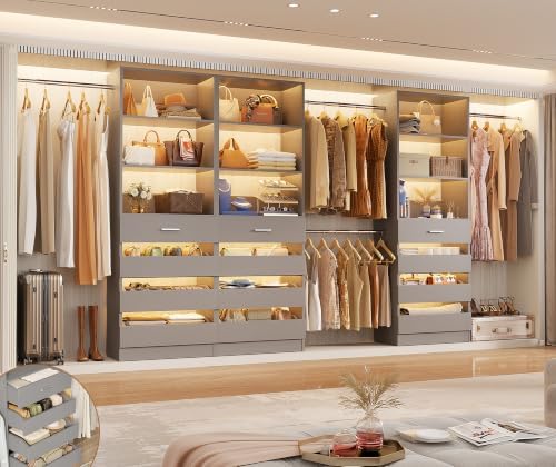Aheaplus Closet System with 12 Drawers, 8.5-11.5Ft Closet Organizer System by Aheaplus