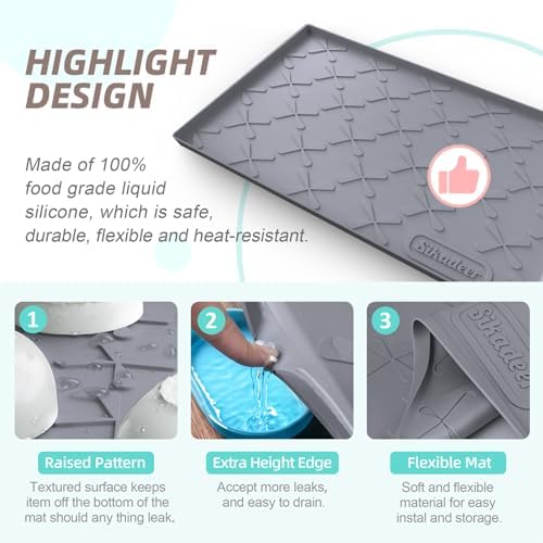 SIKADEER Waterproof Under Sink Mat 40" x 22" Silicone Mat Cabinet Protector - Image 4