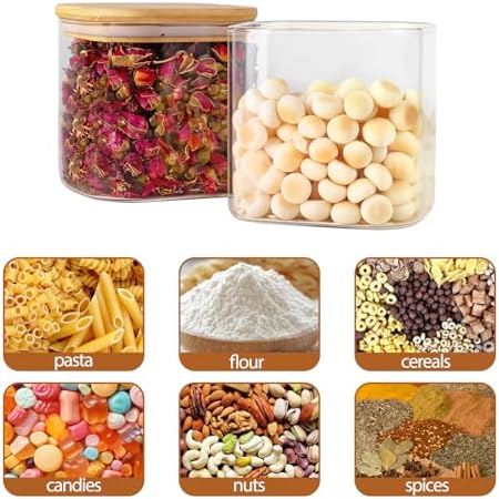6pcs Glass Food Storage Containers with Bamboo Lids, 0.6qt Glass Jars - Image 3
