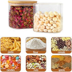 6pcs Glass Food Storage Containers with Bamboo Lids, 0.6qt Glass Jars - Image 3