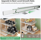 Pull out Cabinet Organizer, 2 Tiers 23"W X 21"D, Heavy Duty Smooth Sliding Under Cabinet Shelves for Pots and Pans, Full-Extension Roll out Drawers, Slide out Organization for Home Kitchen Pantry - Image 4