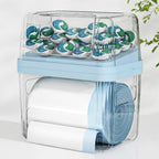 2-in-1 Trash Bag Holder Laundry & Dishwasher Pods Container,Garbage Bag Dispenser with Removable Lids,Kitchen Organizer and Under Sink Storage Box (Blue) by FELIZHOUSE