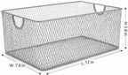 YBM Home Kitchen Pantry Organizer Mesh Wire Storage Basket for Shelves, and Cabinets, Multipurpose Steel Wire Basket for Organizing Office, Household, and Laundry, 12.1 x 7.87 x 5.87 in, Pack of 2 - Image 2