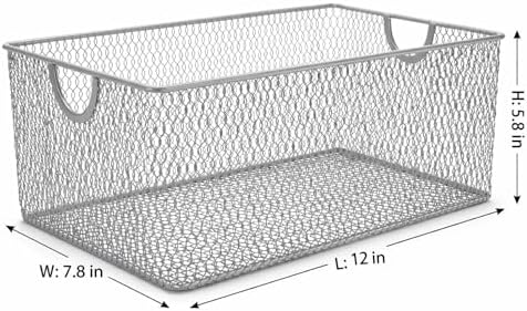 YBM HOME Kitchen Pantry Organizer Wire Basket for Shelves, Cabinets, Pantry, Countertop, Mesh Open Storage Bin Metal Basket for Organizing Food Supplies 12 x 7.8 x 5.8, 2 Pack, Silver - Image 2