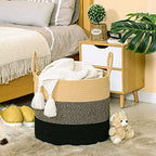 KAKAMAY Large Blanket Basket (18"x18"x16"),Woven Baby Laundry Hamper for Storage, Cotton Rope Blankets Baskets for Nursery, Laundry, Living Room, Pillows, Baby Toy Chest with Handles (Black) - Image 3