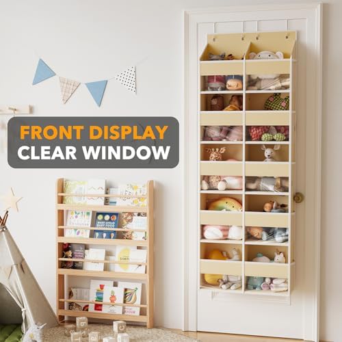 SpaceAid Extra Large Over The Door Organizer with 10 Large Pockets and 10 Mesh Side Pockets, 5 Layers Door Organizer Hanging with Clear Window for Bedroom, Bathroom, Pantry and Nursery, Beige - Image 5