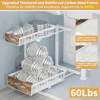 2 Pack Metal Under Sink Organizer with Sliding Drawer, White - Image 5