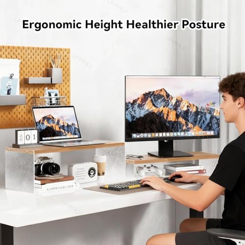 YGYQZ Adjustable Monitor Stand Riser, 7.67"×19.3" Dual Monitor Desk Stand - Image 5