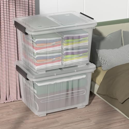 Farmoon 50 QT Clear Wheeled Storage Bin, Plastic Latch Box with Lid, 4 Pack - Image 4