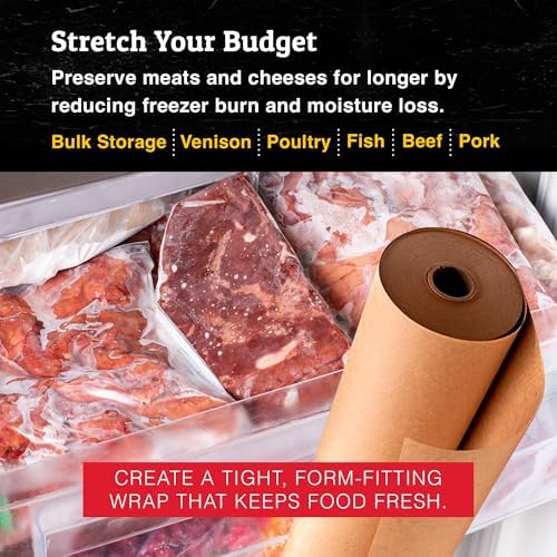 Meat Hugger Natural Freezer Paper Dispenser Roll - Poly Coated Moisture Resistant Freezer Paper for Meat Wrapping - Freezer Burn Resistant - 17.25 inch by 175 feet - Image 4