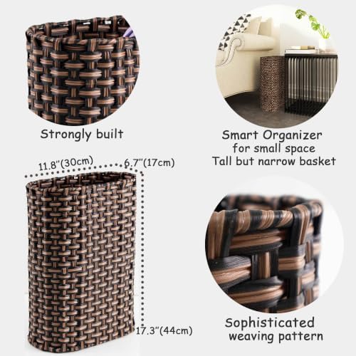 PEMAR Espresso Slim Umbrella Stand for Entryway, Waterproof Resin - Image 2