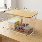 2 Pack Stackable Trash Bag Organizer, Bamboo Lid, Clear Open-Front Bin - Image 3